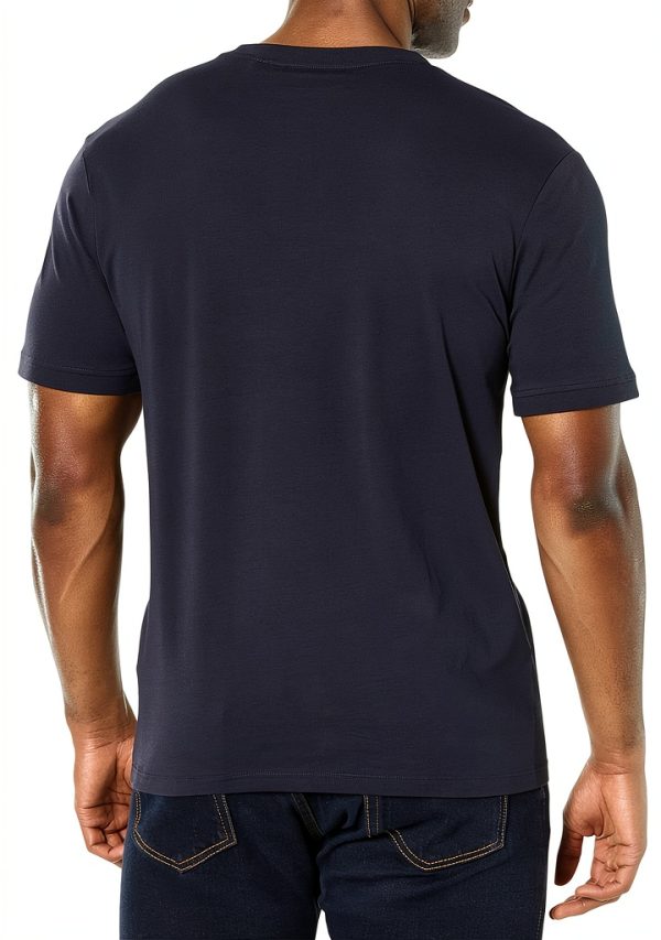 HUGO Mens T-Shirt Ribbed Crew Neck Logo Regular Fit-1