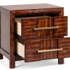Modern Walnut Nightstand with Drawers Bedside Storage-2