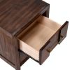 Modern Walnut Nightstand with Drawers Bedside Storage-4