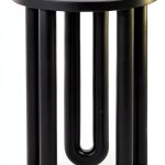 Kenzo Modern Round End Table Black Mango Wood Nightstand-0