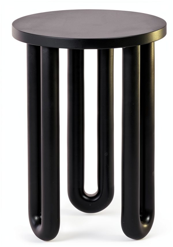 Kenzo Modern Round End Table Black Mango Wood Nightstand-0