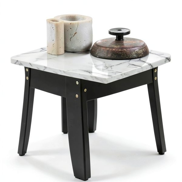 Ergode Black End Table Modern Wood Rectangular Living Room-2