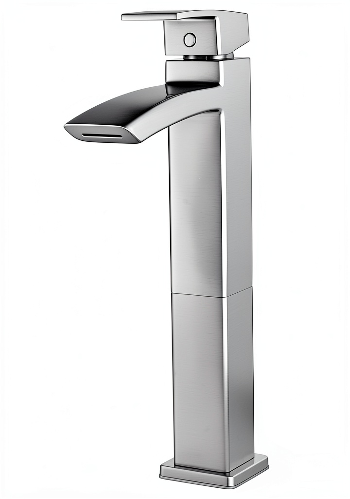 Pfister Kenzo faucet in brushed nickel finish on a bathroom sink