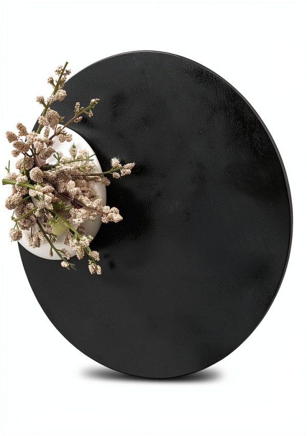 Kenzo Modern Round End Table Black Mango Wood Nightstand-4