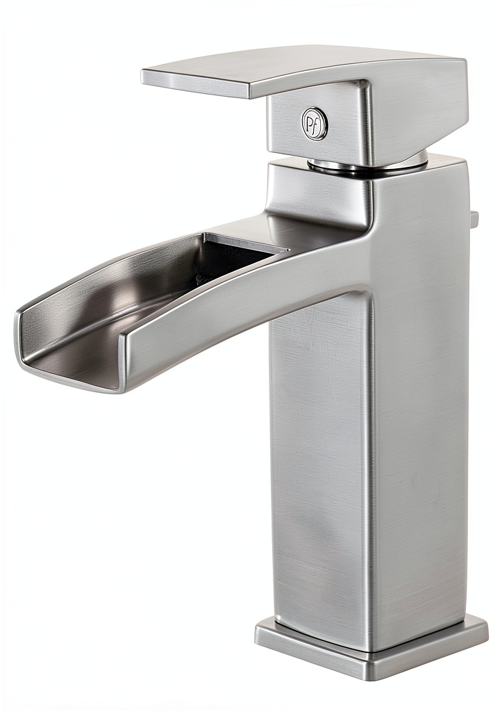 Pfister bathroom faucet installed on a sink deck with brushed nickel finish