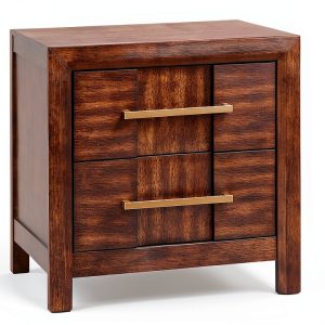 Modern Walnut Nightstand with Drawers Bedside Storage-0
