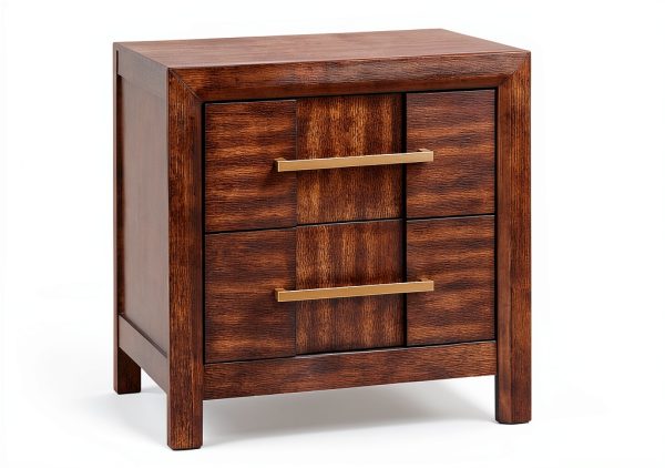 Modern Walnut Nightstand with Drawers Bedside Storage-0