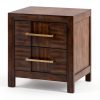 Modern Walnut Nightstand with Drawers Bedside Storage-1