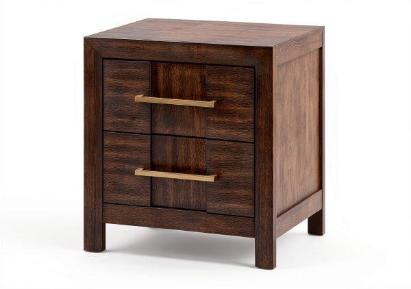 Modern Walnut Nightstand with Drawers Bedside Storage-1
