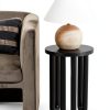 Kenzo Modern Round End Table Black Mango Wood Nightstand-1