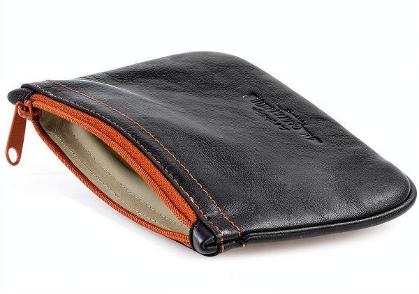 4th Generation Leather Tobacco Pipe Bag Zipper Black-1
