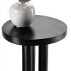 Kenzo Modern Round End Table Black Mango Wood Nightstand-5