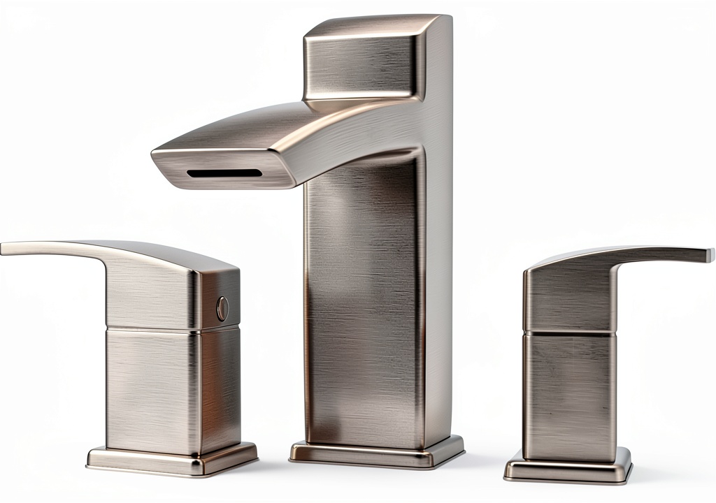 Pfister Kenzo bathroom faucet installed on a vanity with ribbon spout
