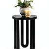 Kenzo Modern Round End Table Black Mango Wood Nightstand-3