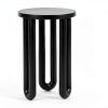 Kenzo Modern Round End Table Black Mango Wood Nightstand-2