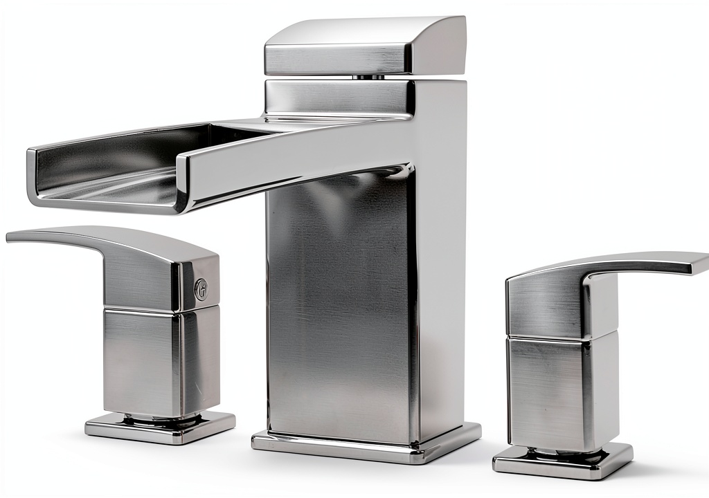 Pfister bathroom faucet with waterfall spout in polished chrome finish