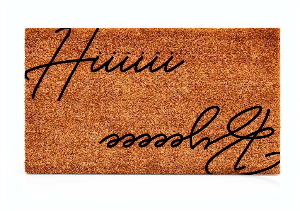 Calloway Mills doormat placed at a home entrance with Hiii Byee design