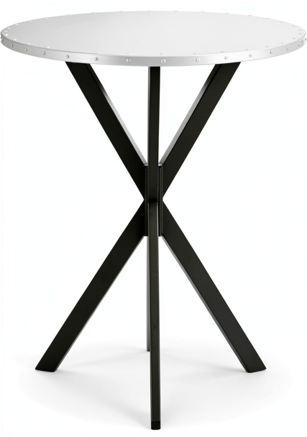 Silver Round Bar Table Metal Rustic Design Home Kitchen-0