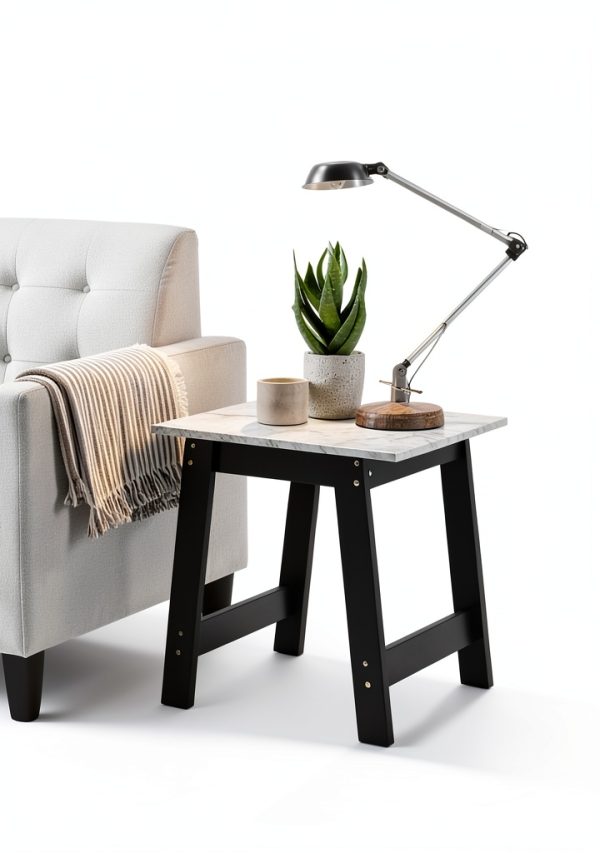 Ergode Black End Table Modern Wood Rectangular Living Room-0