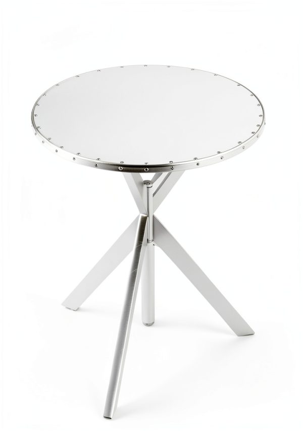 Silver Round Bar Table Metal Rustic Design Home Kitchen-2