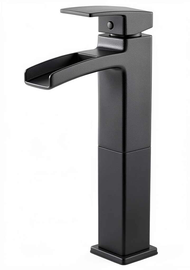 Pfister matte black bathroom faucet installed on a modern sink